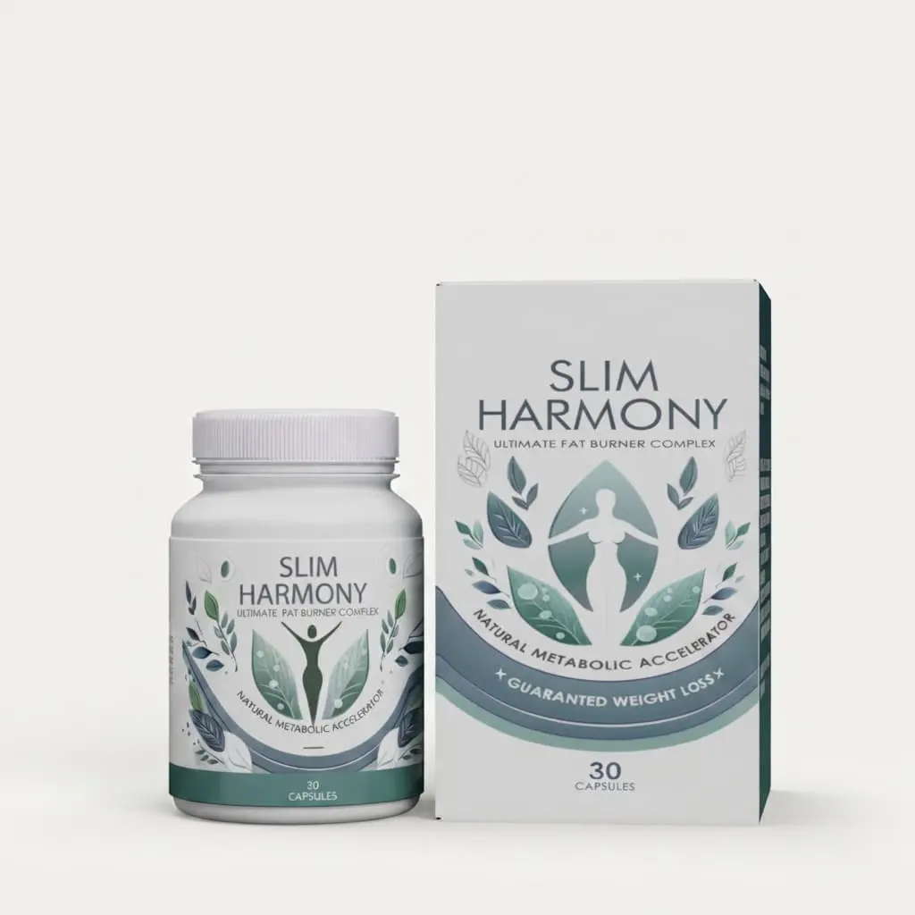 Frasco y caja de Slim Harmony sobre fondo blanco