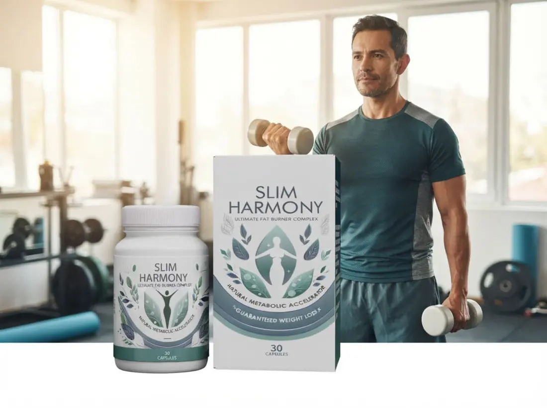 Hombre entrenando con mancuernas junto a Slim Harmony
