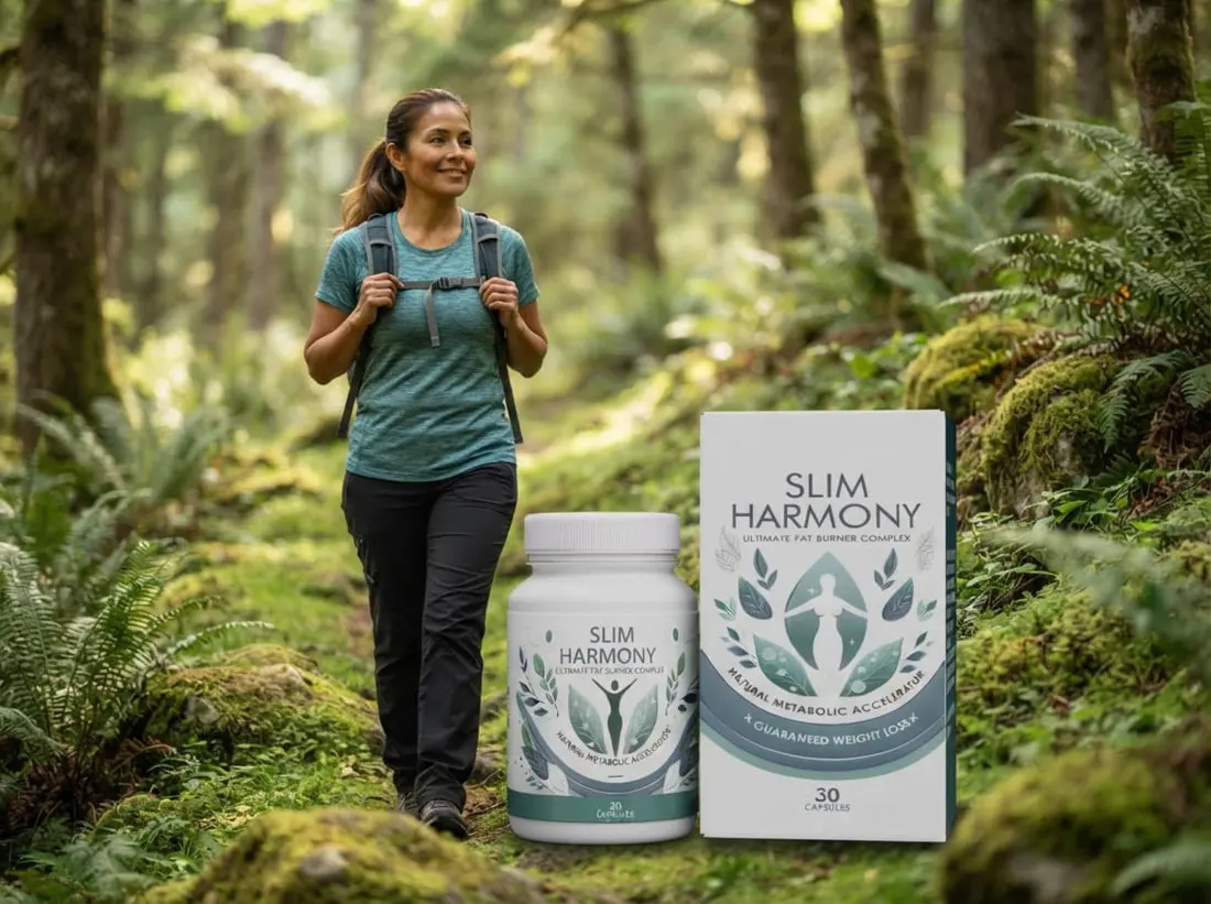 Mujer caminando por un sendero boscoso con Slim Harmony