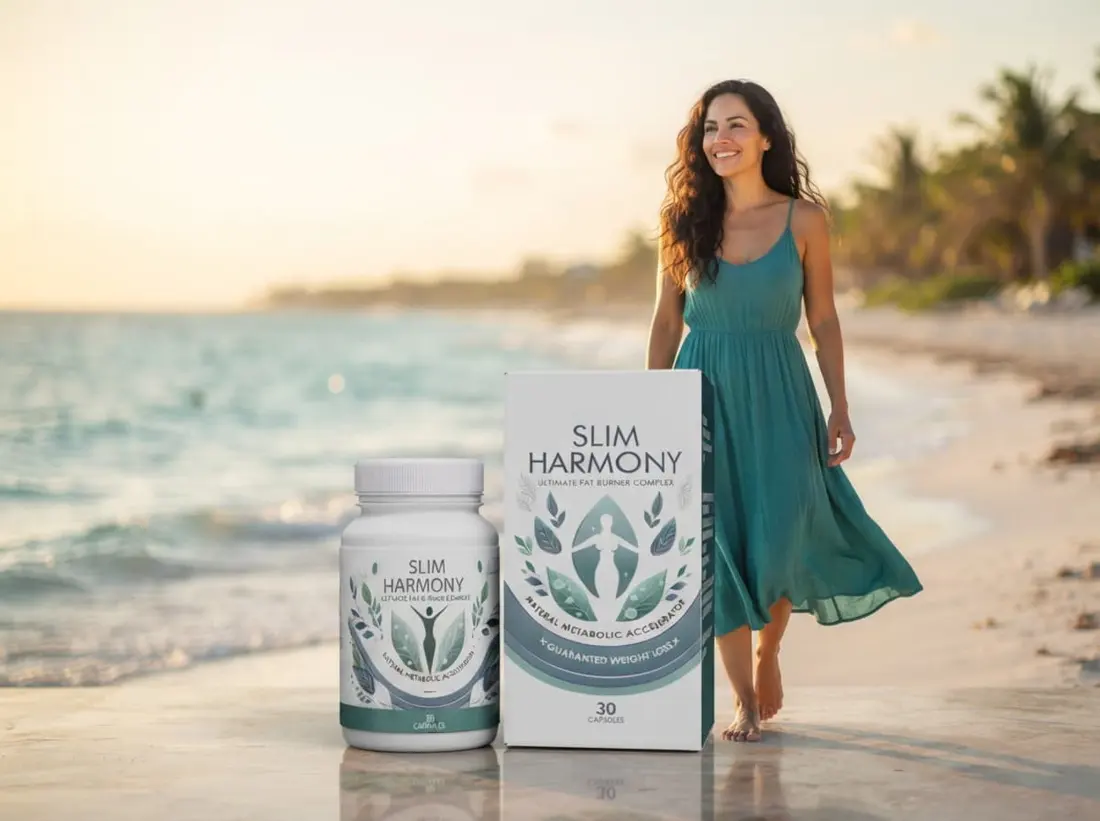 Mujer caminando por la playa con Slim Harmony en primer plano