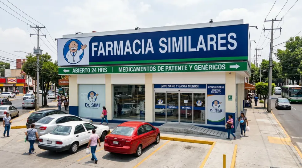 Sucursal de Farmacias Similares en una calle mexicana